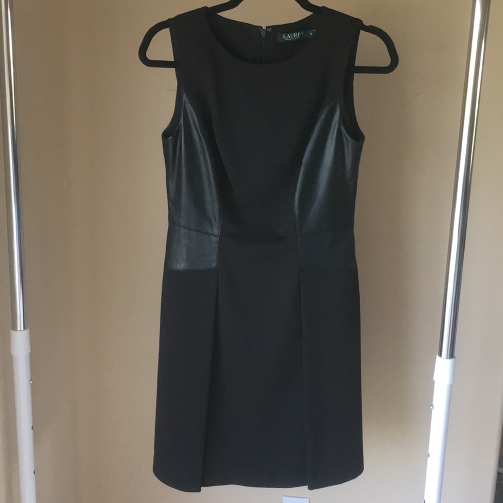 NWOT Ralph Lauren Faux Leather Trim Sheath Dress